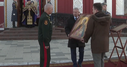 Главному храму Росгвардии передана икона Святого благоверного князя Даниила Московского.